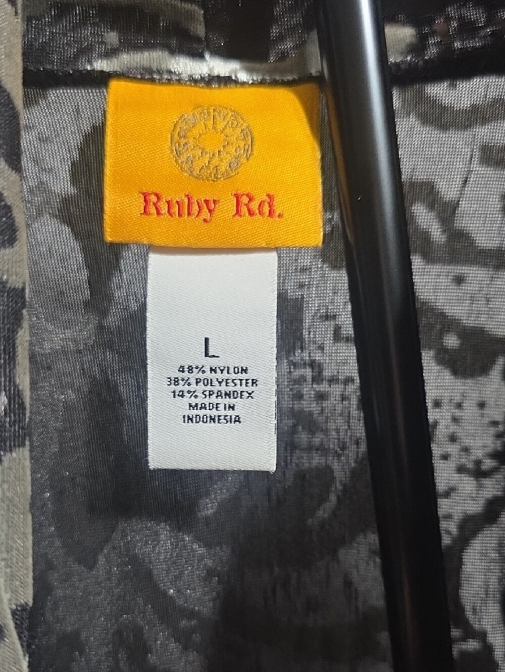 Ruby Rd. Black & Cream Cowl Neck Patterned Tunic - Picture 2 of 3